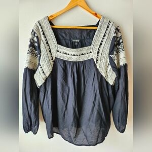 Lucky brand - embroidered peasant top -XL